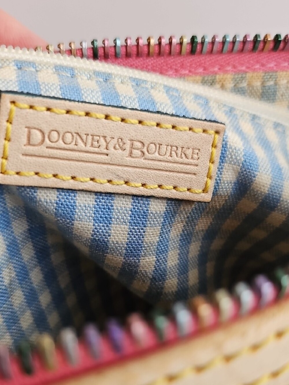 Dooney & Bourke Multicolor Plaid Satchel with Teal Trim and Pink Heart Charm - Picture 10 of 13